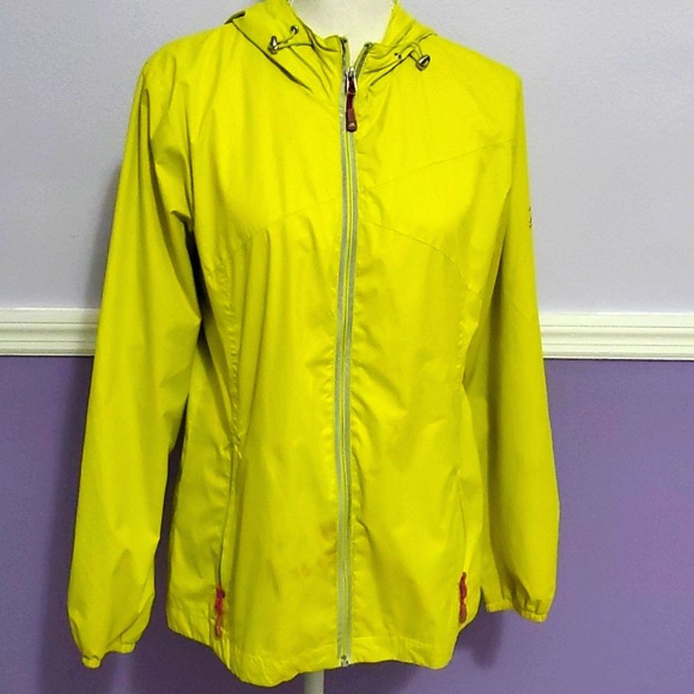 ZeroXposure Key Lime Yellow Lightweight Water Resistant Hooded Rain Jacket S